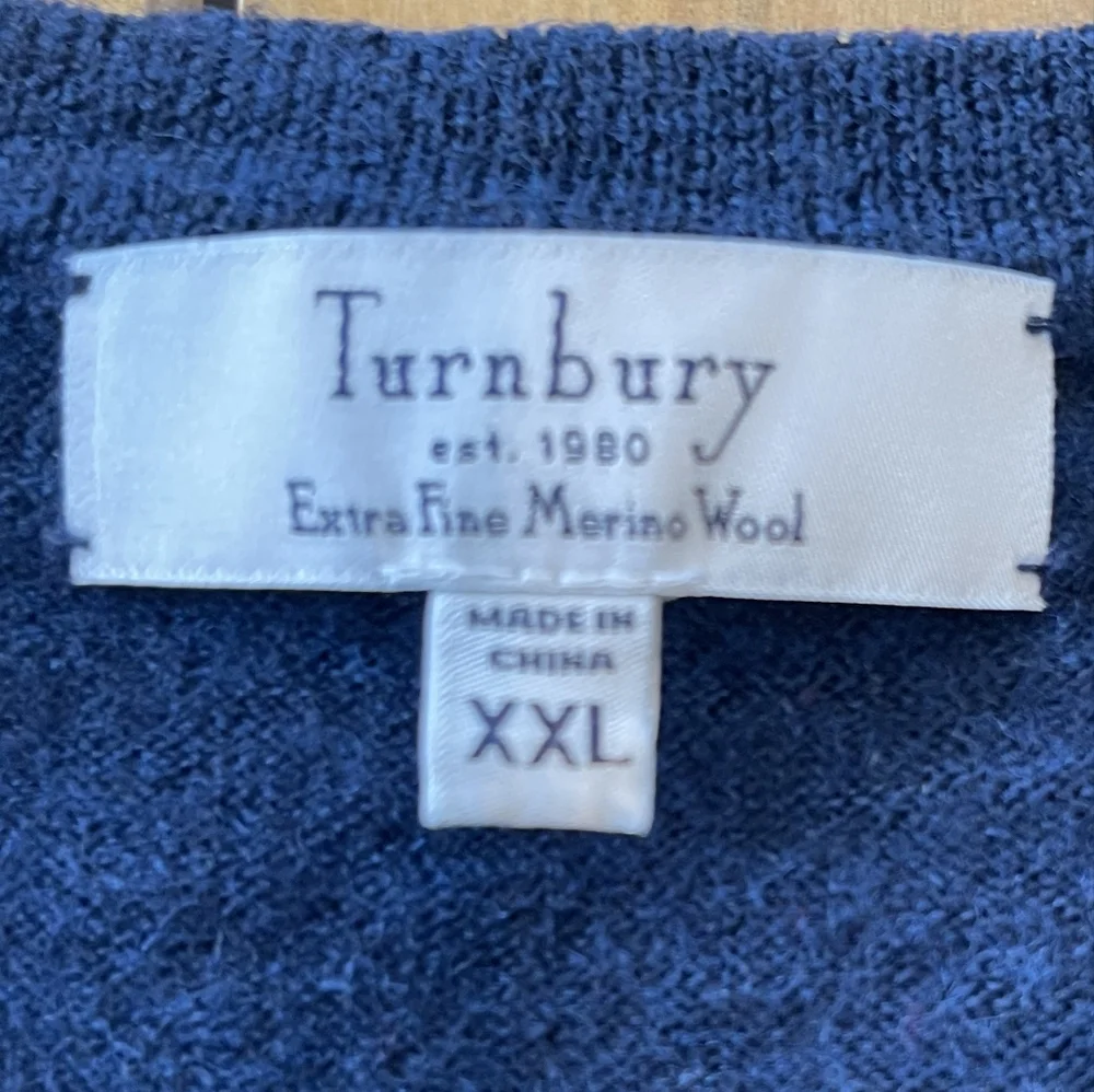 Turnbury Mens Extra Fine Merino Wool Navy Blue V-Neck‎ Sweater Vest Size Xxl